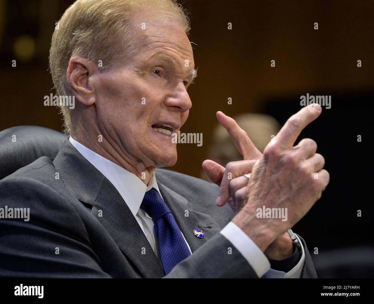 NASA Administrator Bill Nelson, testifies before the Senate Appropriations Commerce, Justice, Science, and Related Agencies subcommittee during the FY 2023 budget hearing, at the Dirksen Senate Office Building, May 3, 2022, in Washington, D.C. Stock Photo