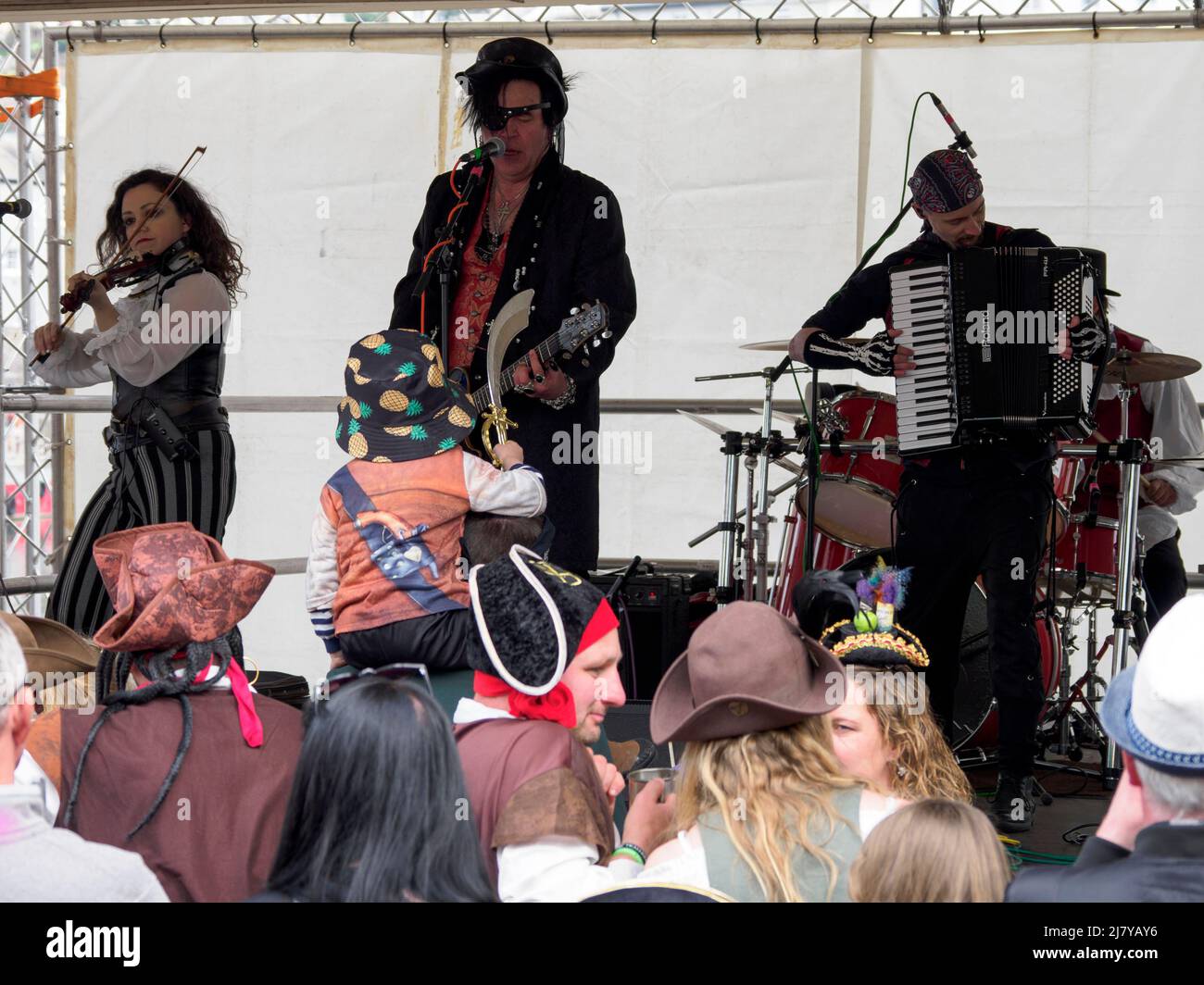 The Filthy Spectacula band playing at the Brixham Pirate Festival 2022, Devon, UK Stock Photo