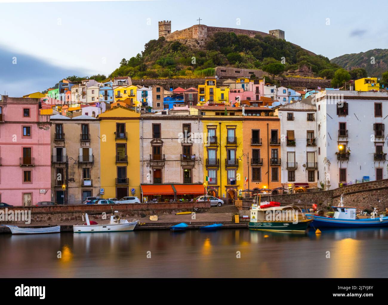 Italy Sardinia Bosa view with castle Malaspina Stock Photo Alamy