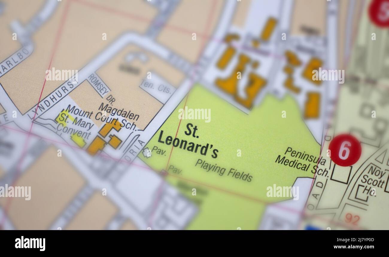 St Leonards Exeter Map St. Leonard's - Exeter, Devon, United Kingdom Colour Atlas Map Town Name  Stock Photo - Alamy
