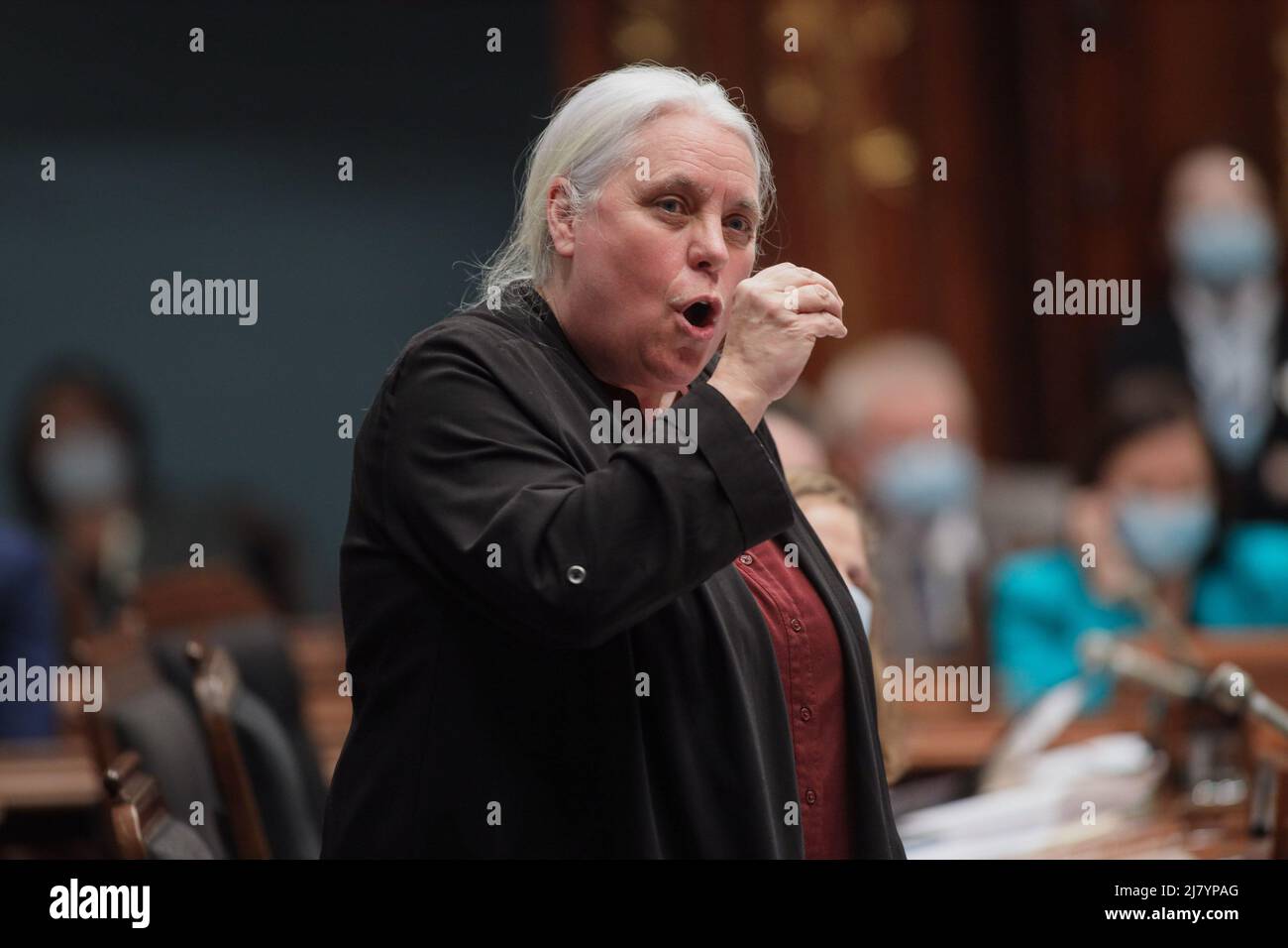 Quebec Solidaire co-leader Manon Masse questions the government Tuesday, March 15, 2022 at the legislature in Quebec City. Stock Photo