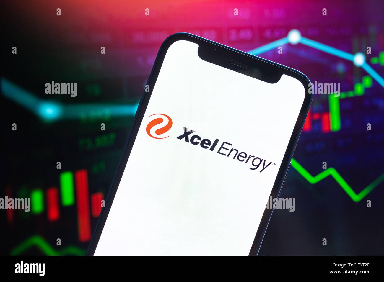 Poltava, Ukraine May 11, 2022 Xcel Energy logo company, gas and oil