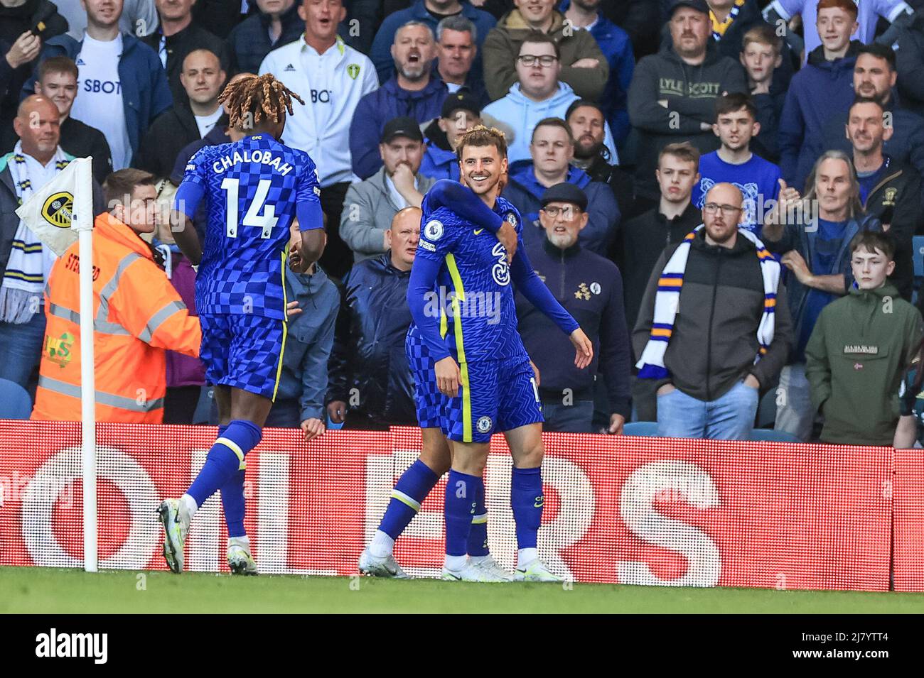 Leeds, UK. 11th May, 2022. Mason Mount #19 of Chelsea celebrates his ...