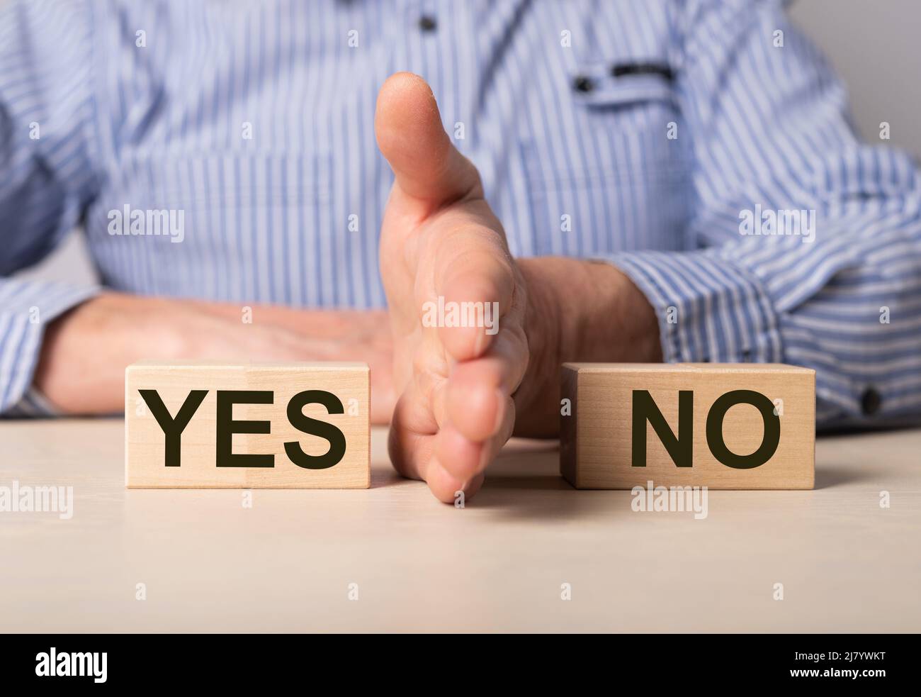 Yes vs No, choice and decision in business. Comparing pluses and minuses. High quality photo Stock Photo