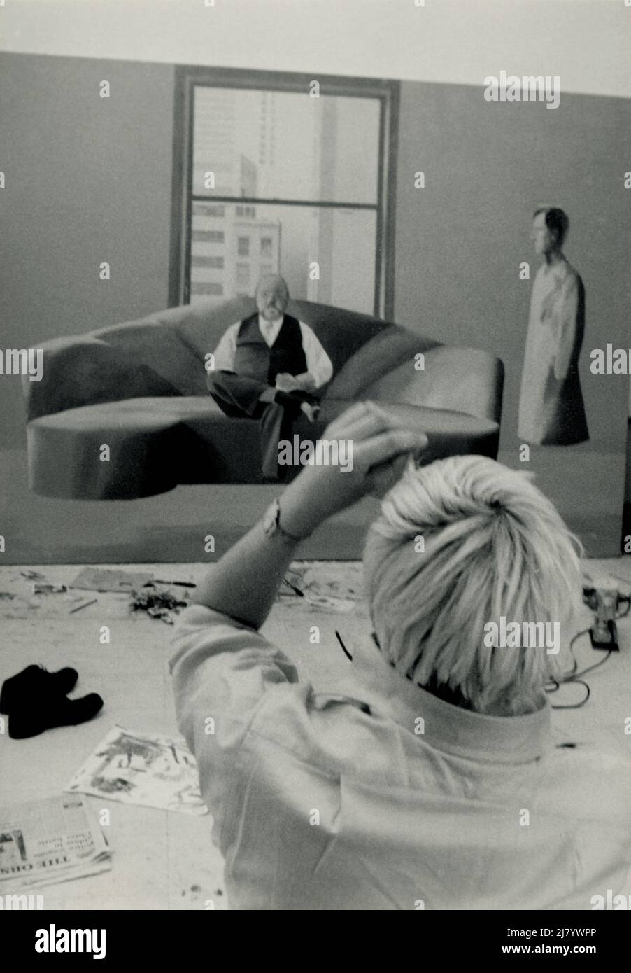 David Hockney in his Studio, 1969 Stock Photo