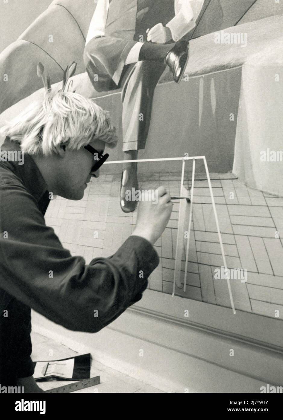 David Hockney in his Studio, 1969 Stock Photo