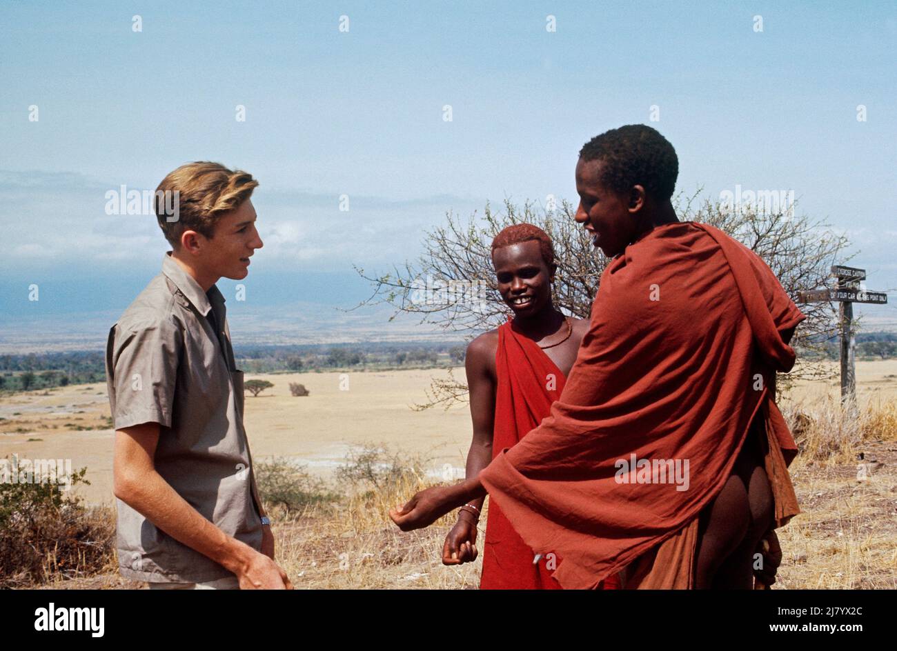 Philip Leakey and Maasai, c.1984 Stock Photo