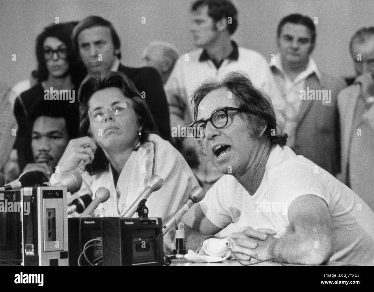 Billie Jean King and Bobby Riggs, 1973 Stock Photo