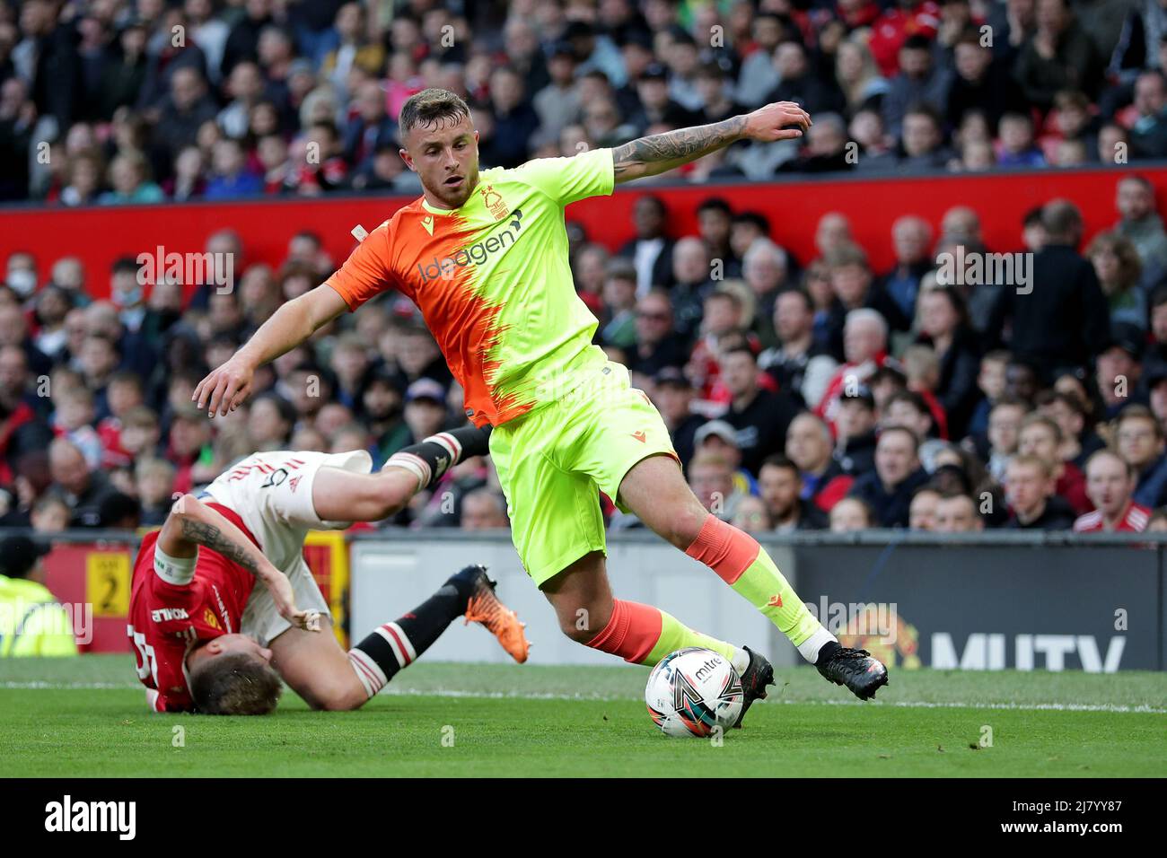 Nottingham Forest's Dale Taylor challenges Manchester United's Rhys