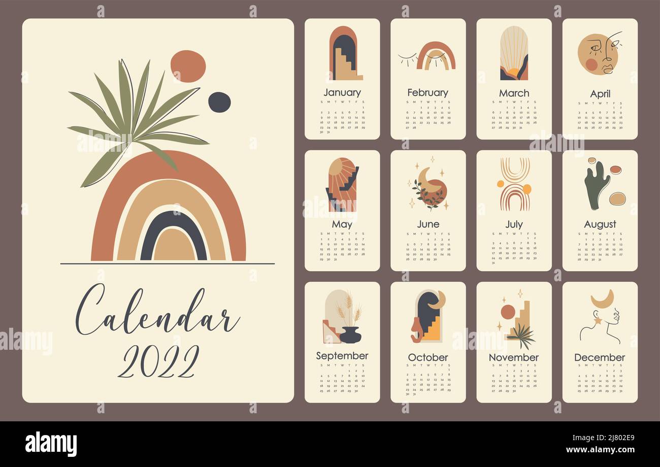 Abstract contemporary modern calendar 2022 Stock Vector