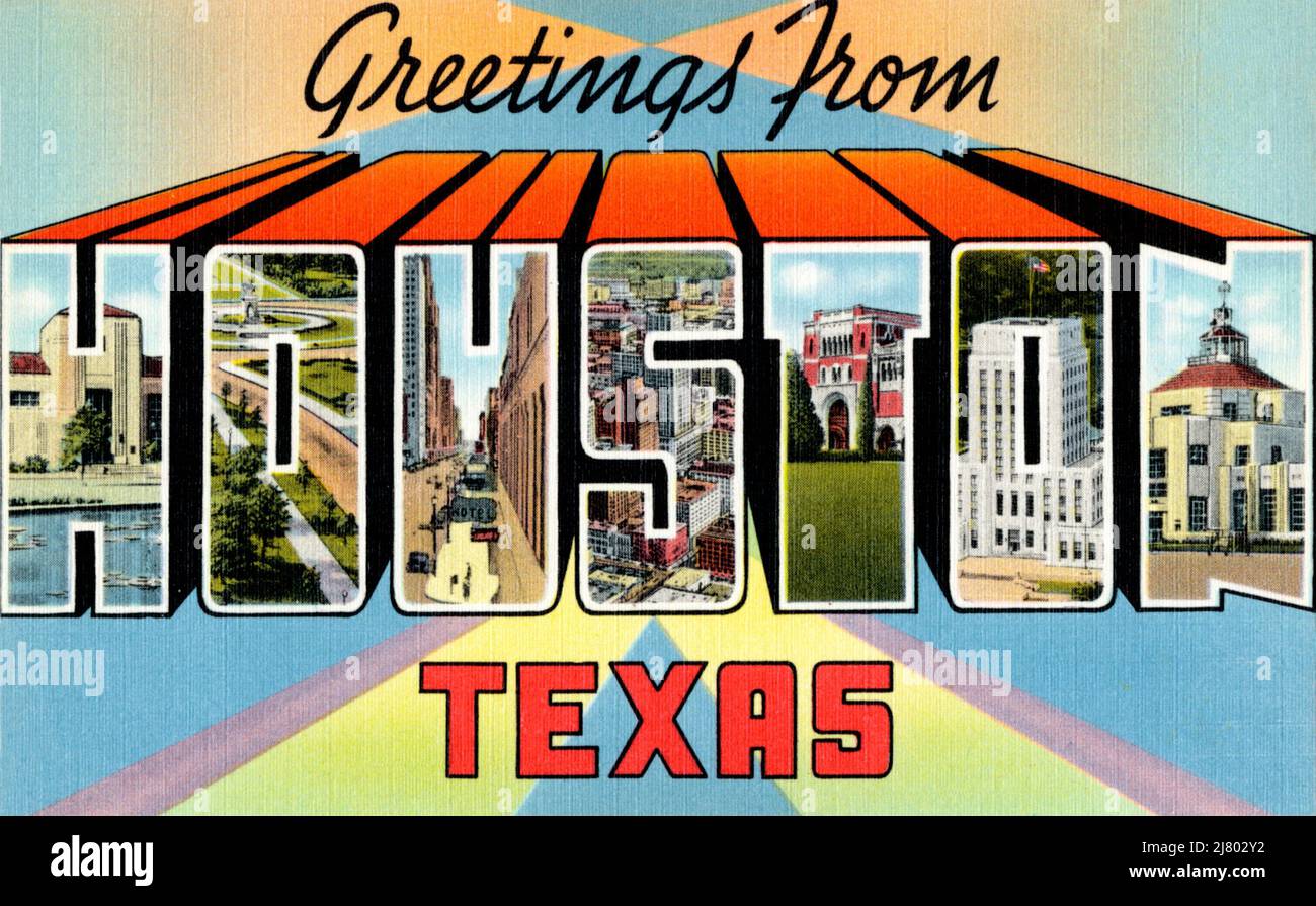 Greetings from Houston, Texas Stock Photo Alamy