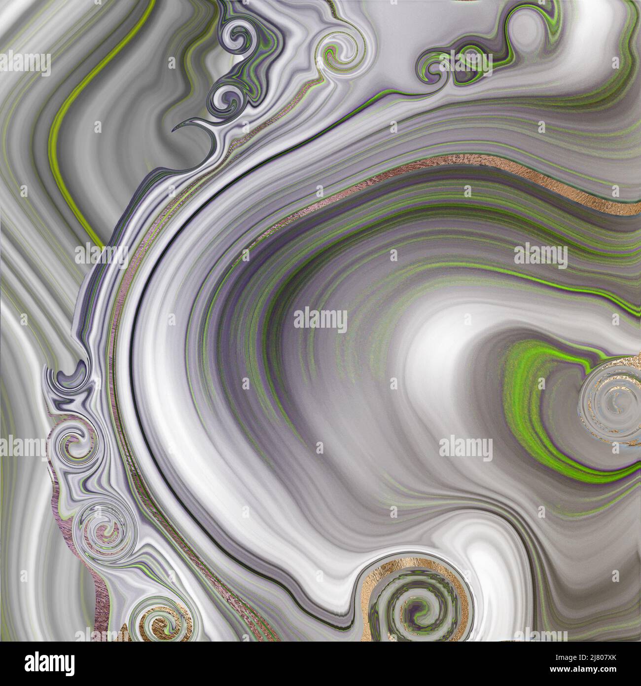 Abstract agate marble in pastel green grey with gold veins. Fluid ...