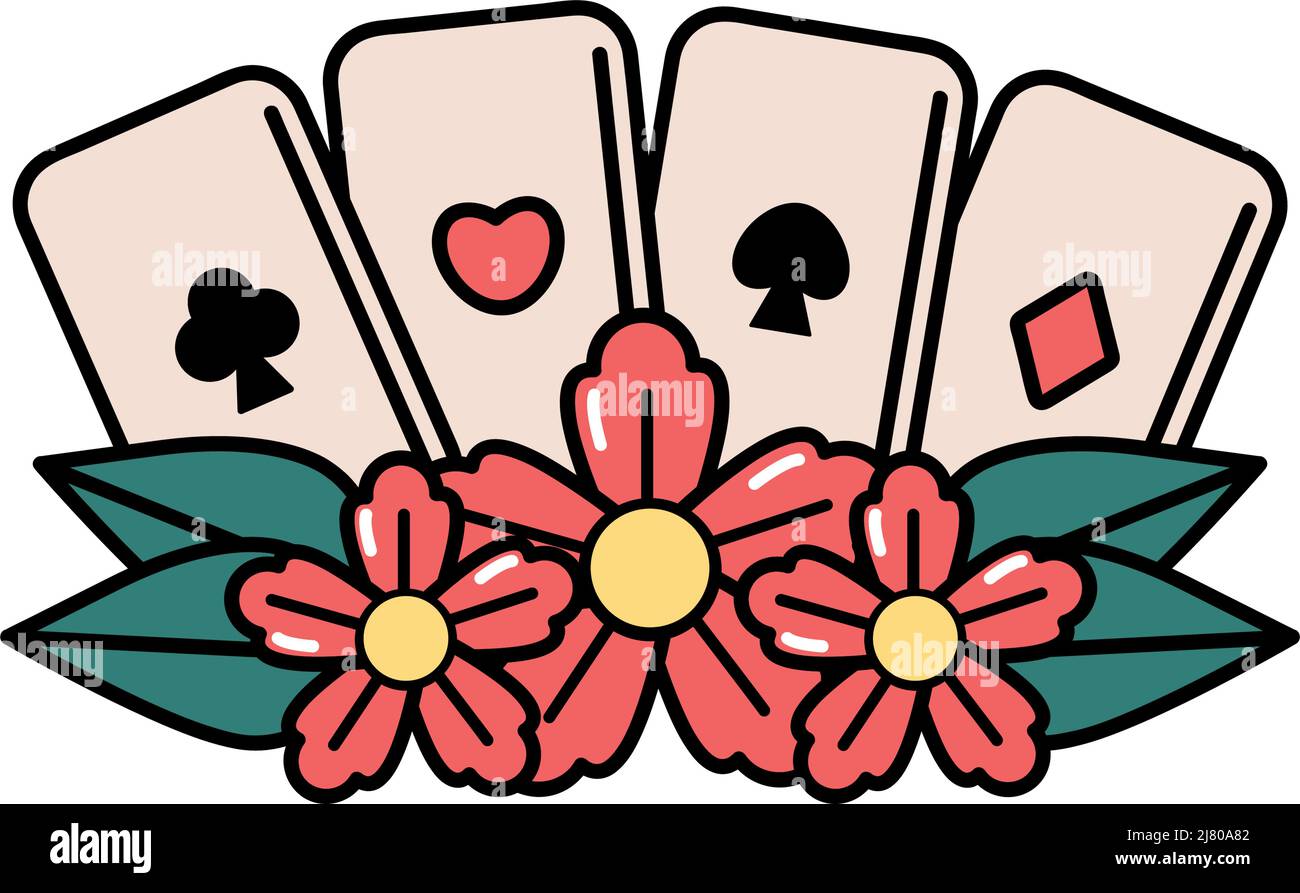 Tattoo design of playing cards and a fan on Craiyon