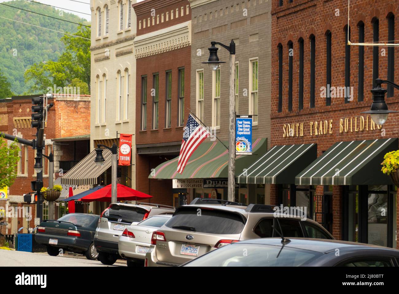 downtown street in Tryon North Carolina where singer Nina Simone was born Stock Photo