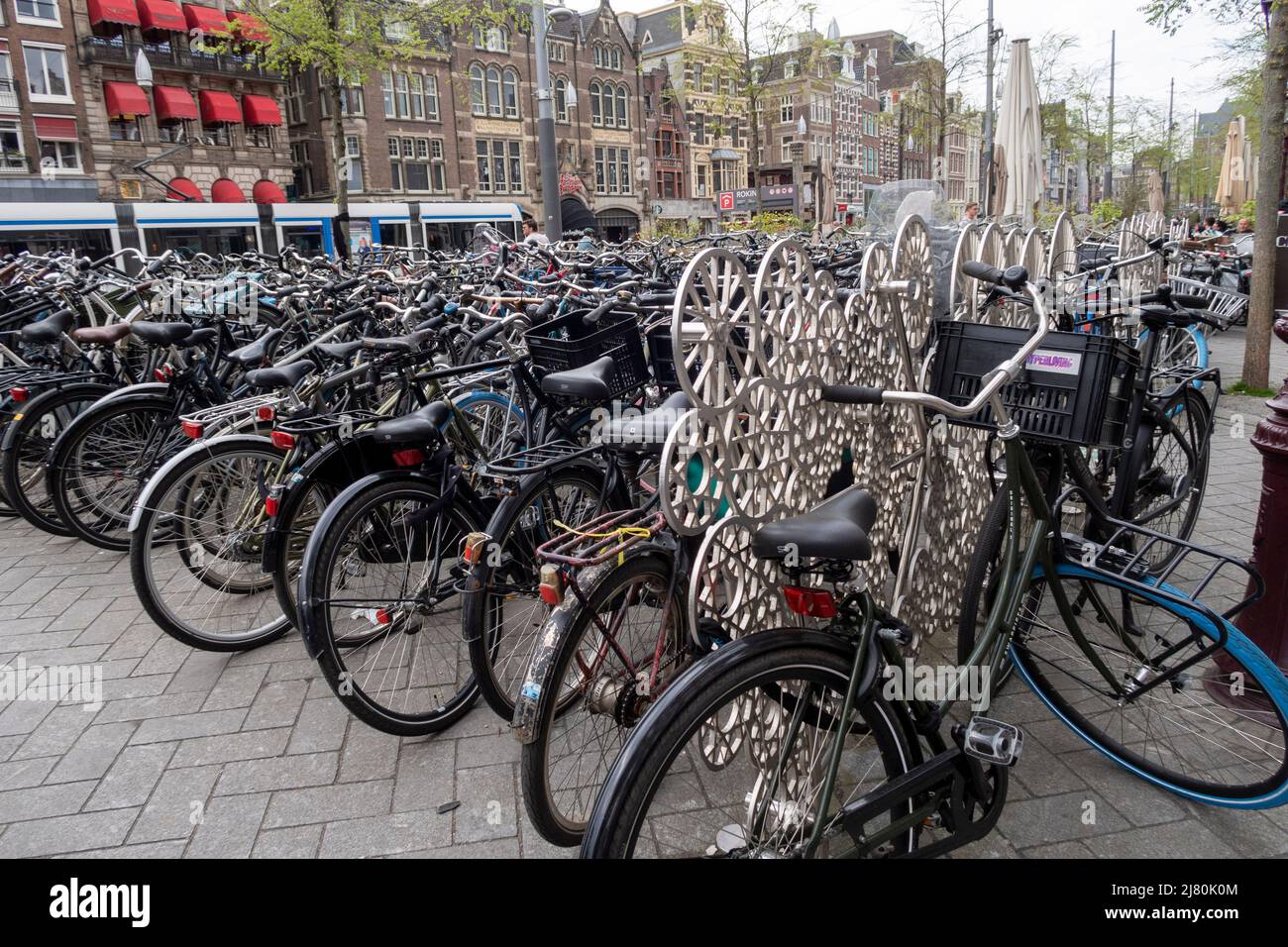 Chaotic bicycle parking in Amsterdam, The Netherlands, Europe Stock Photo