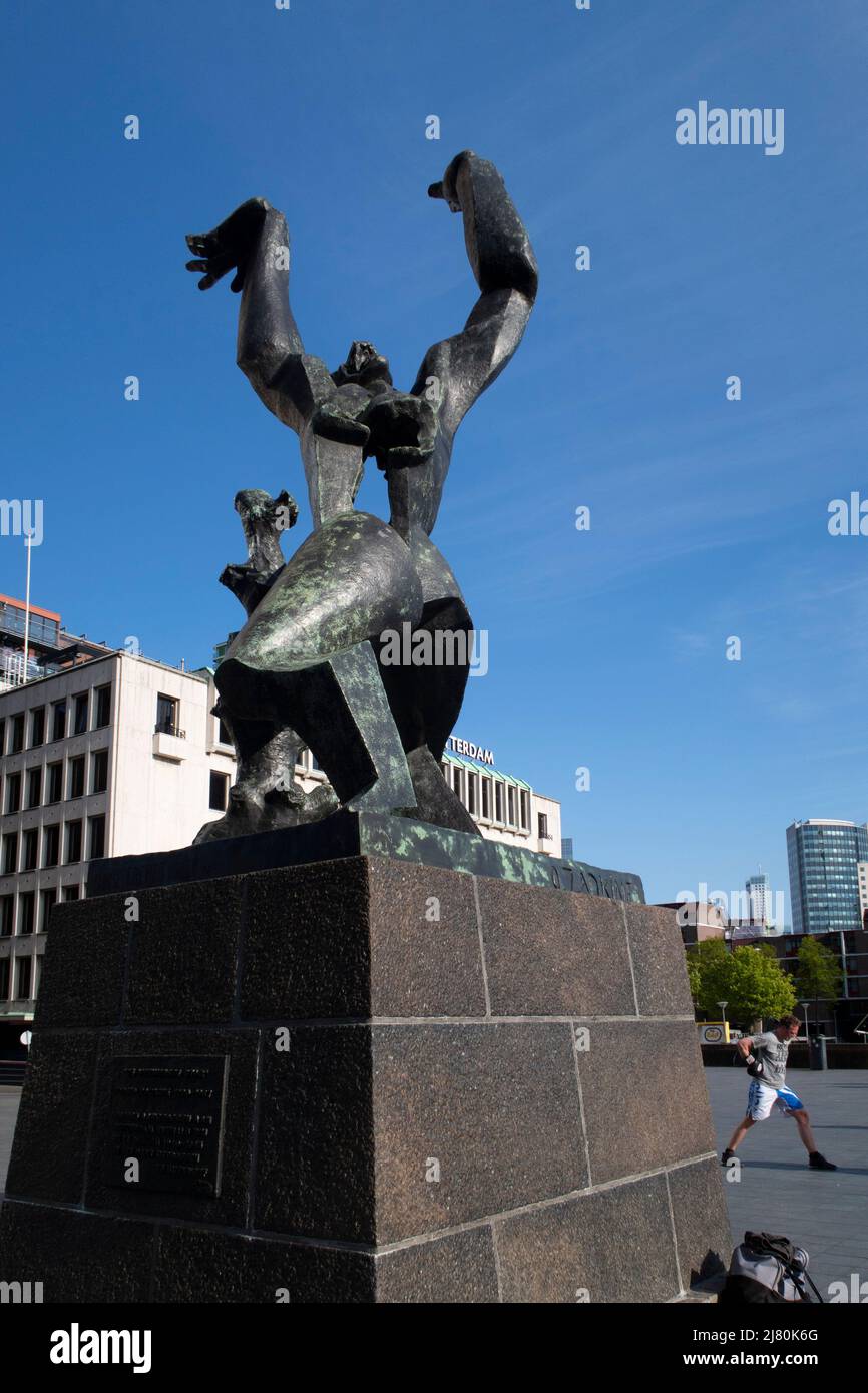 The Destroyed City aka De verwoeste stad bronze memorial sculpture by