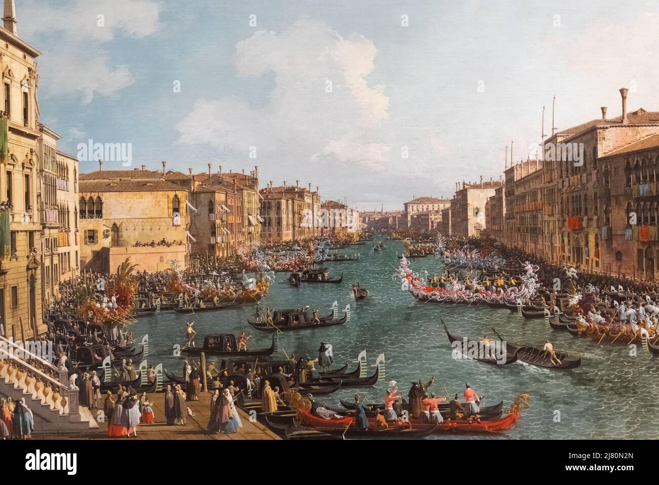 Painting titled "A Regatta on The Grand Canal" by Italian Artist Canaletto dated 1740 Stock Photo