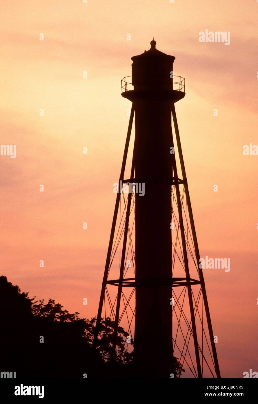 Finns Point Range Lighthouse in New Jersey Stock Photo