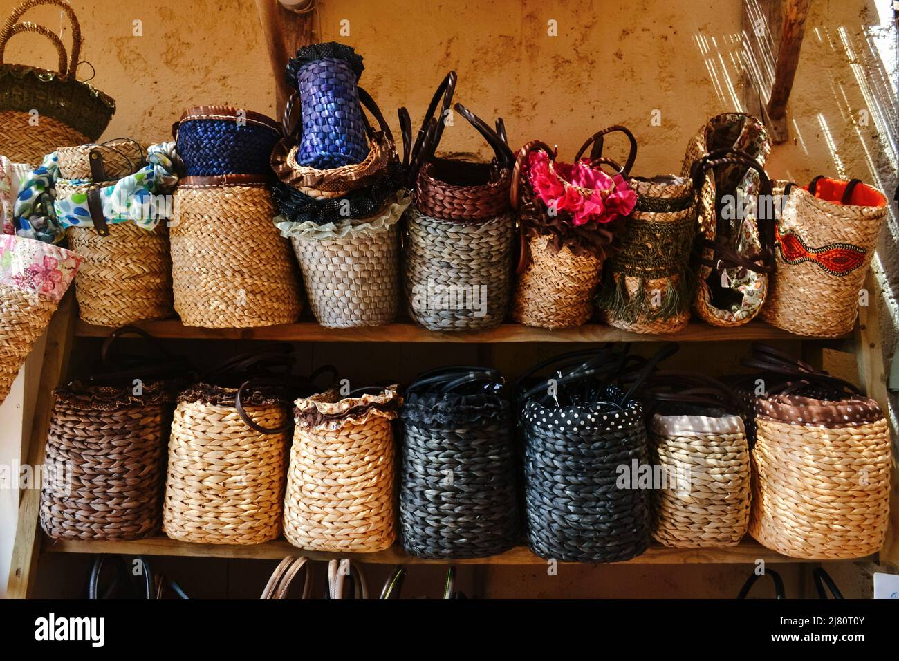 The wicker baskets in the market Stock Photo Alamy