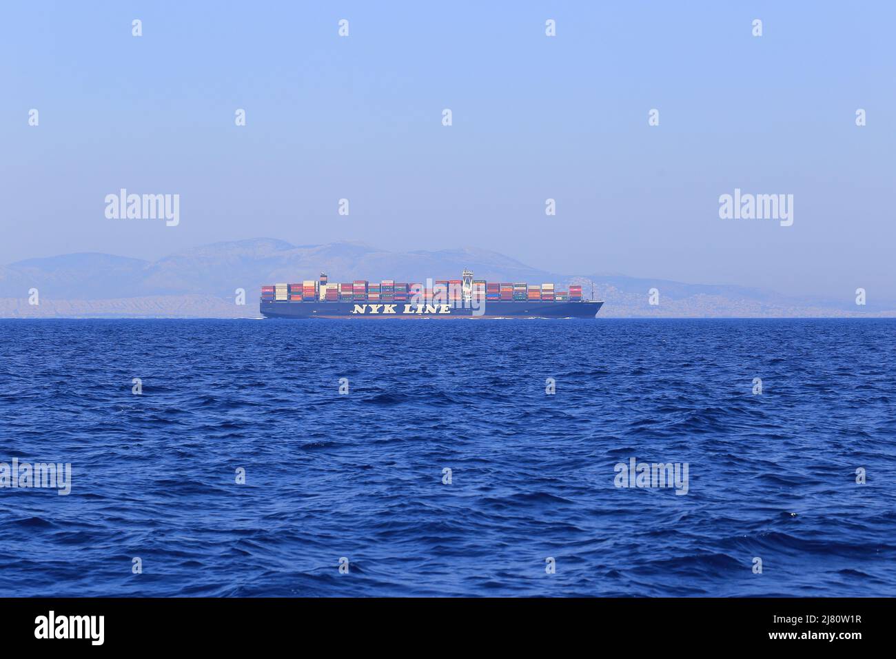 International bulk carrier ship NYK LINE with containers Stock Photo
