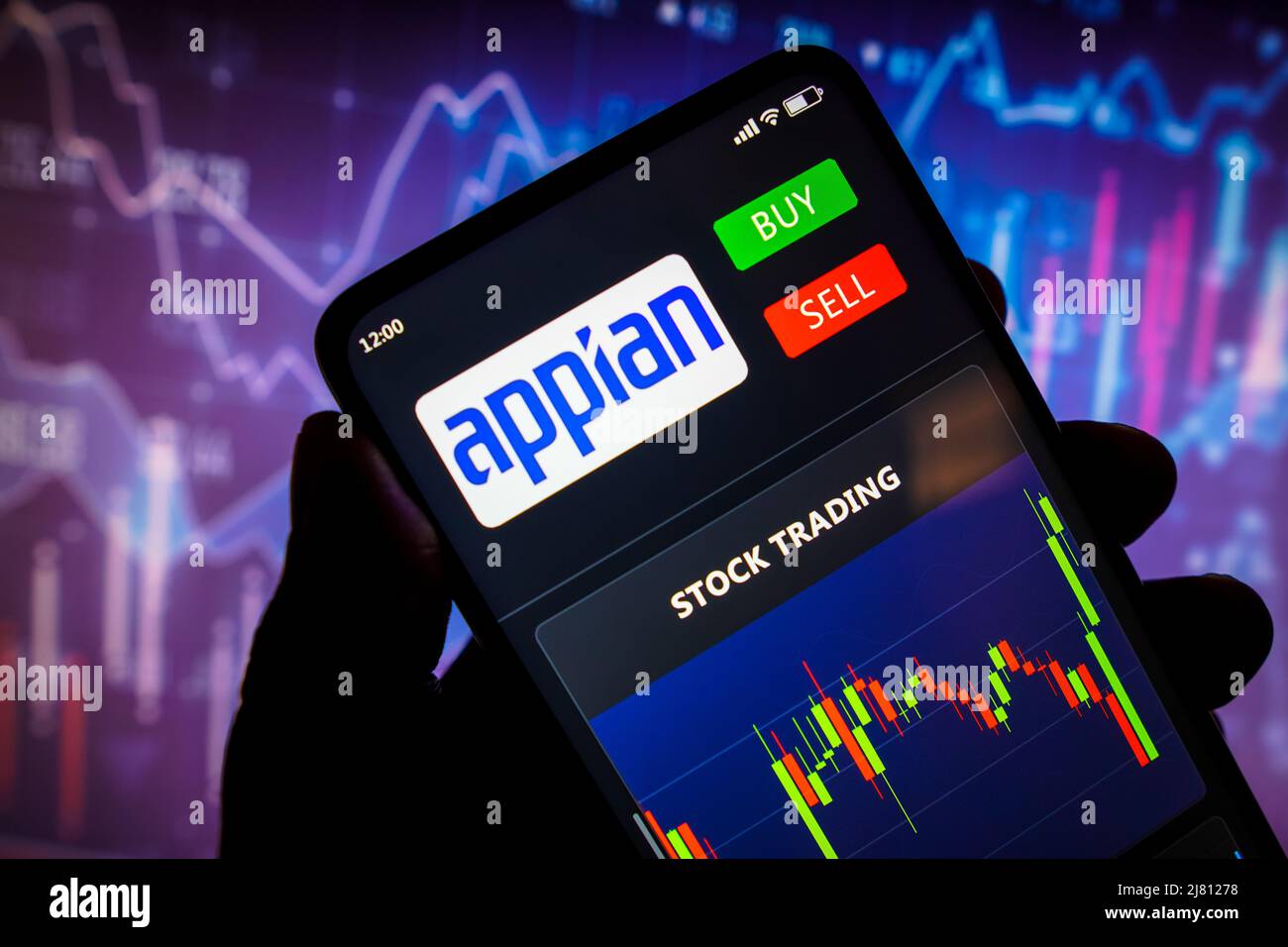 In this photo illustration the stock trading graph of appian