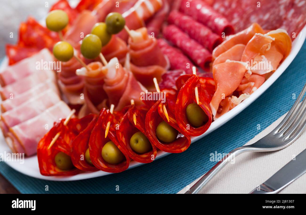 assorted-different-types-of-spanish-sausages-stock-photo-alamy