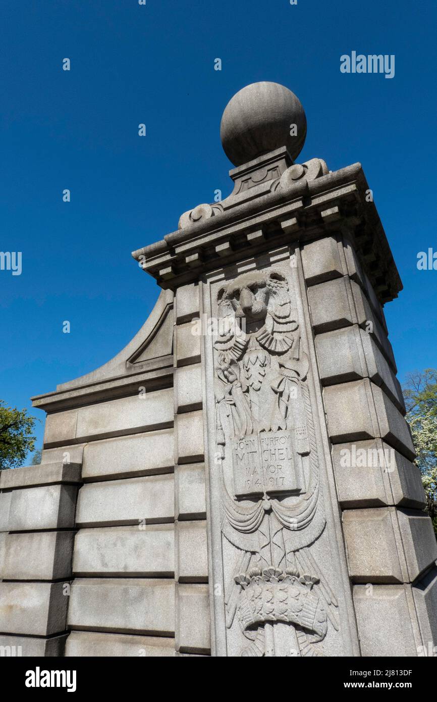 Engineers' Gate is the entrance to Central Park at 90th Street and Fifth Avenue,  New York City, USA 2022 Stock Photo