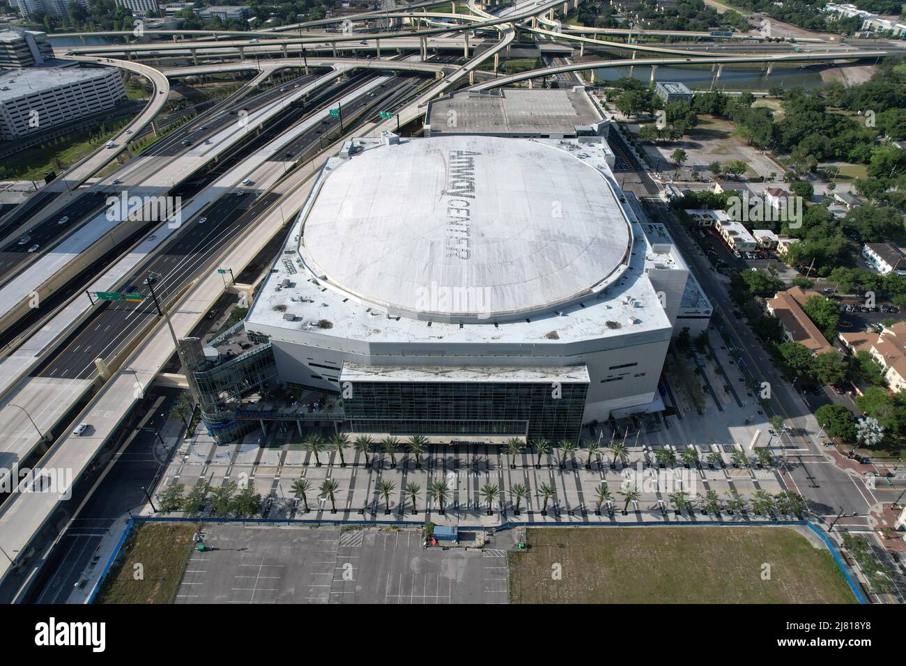 An aerial view of the Amway Center, Saturday, Apr. 30, 2022 in Orlando