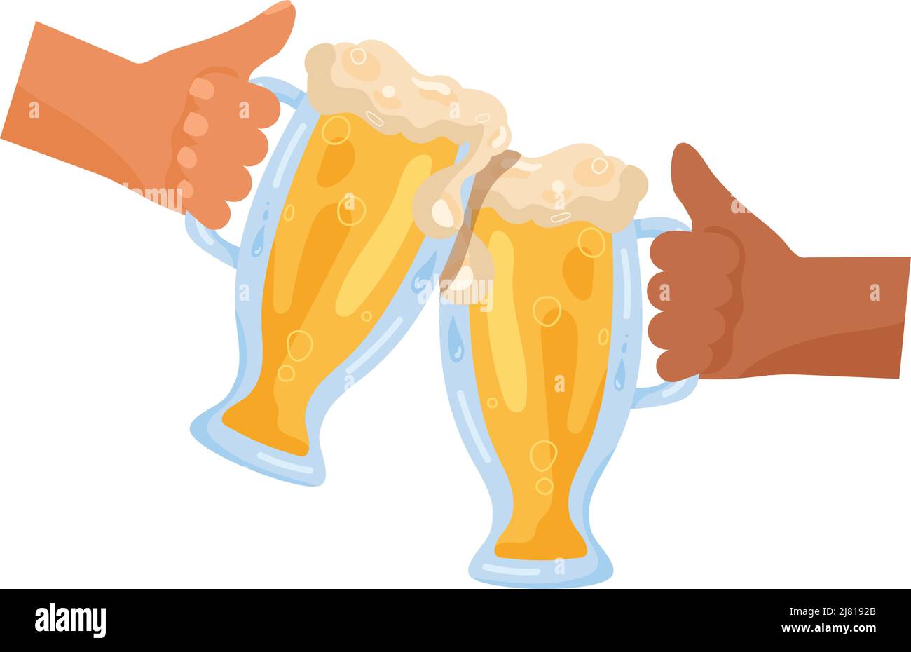 hands with beers jars icons Stock Vector