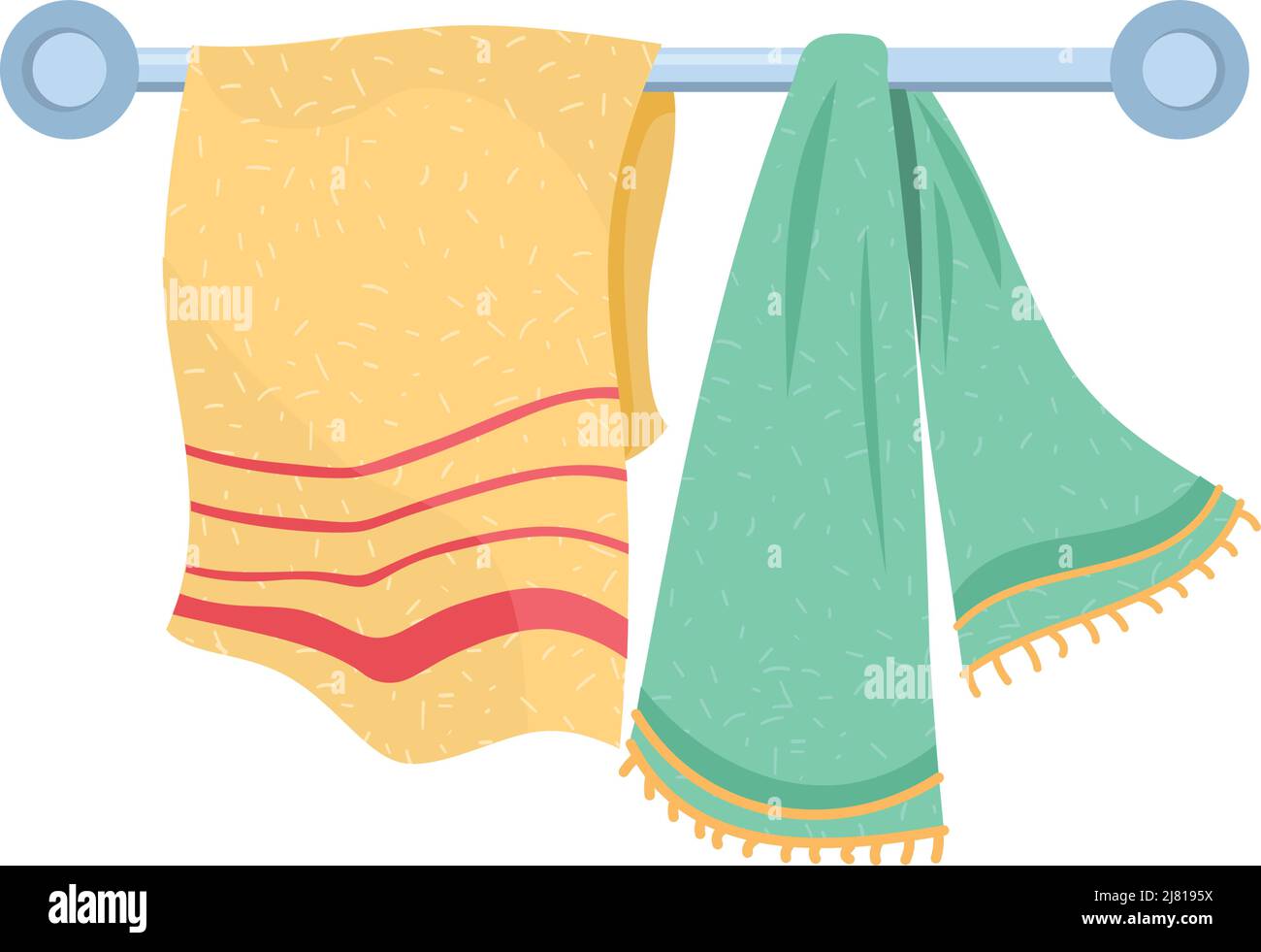 two towels hanging bathroom icons Stock Vector