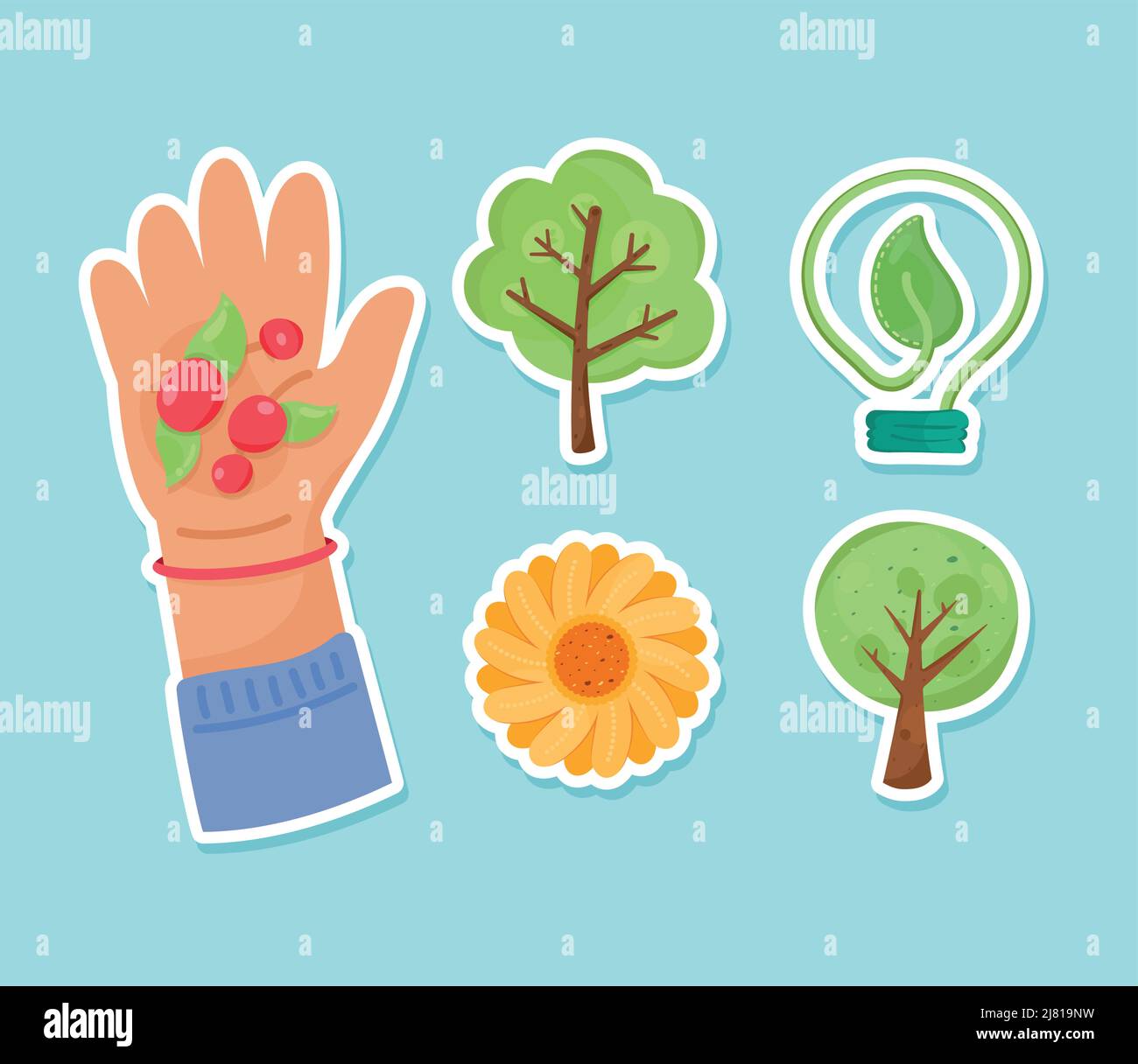 five save the planet set icons Stock Vector