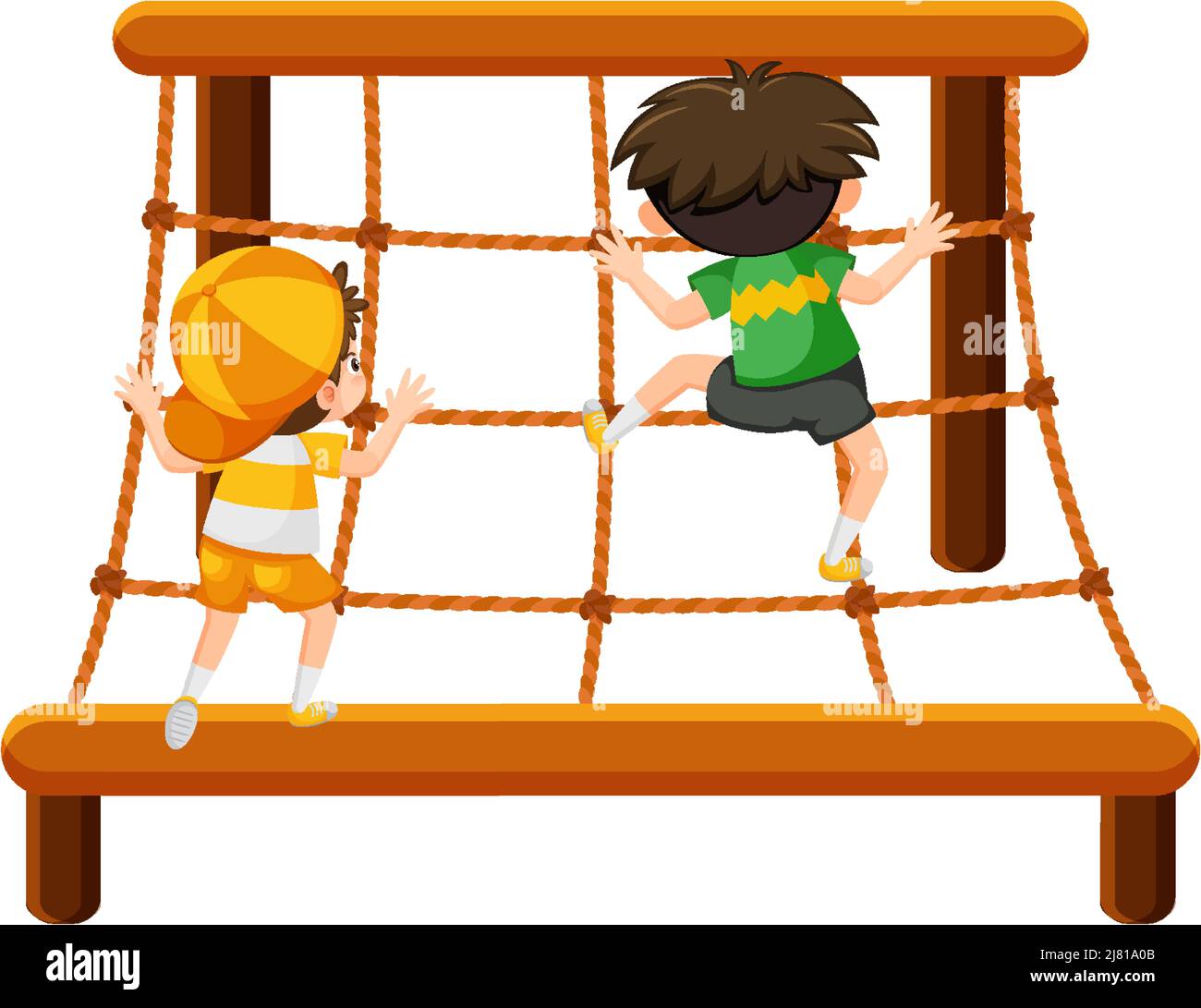 Children climbing on rope wall illustration Stock Vector Image & Art