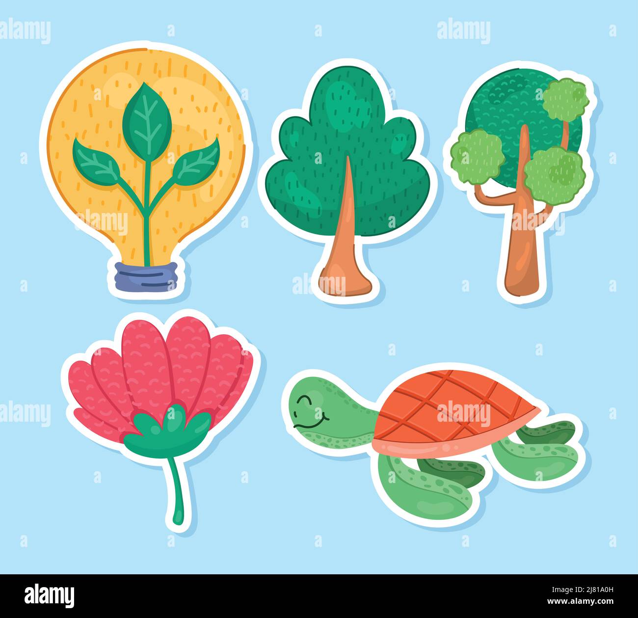 five eco friendly set icons Stock Vector
