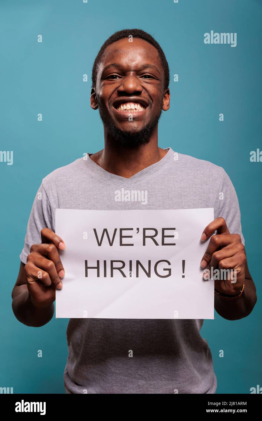 Excited recruiter offering job opportunity with employment contract