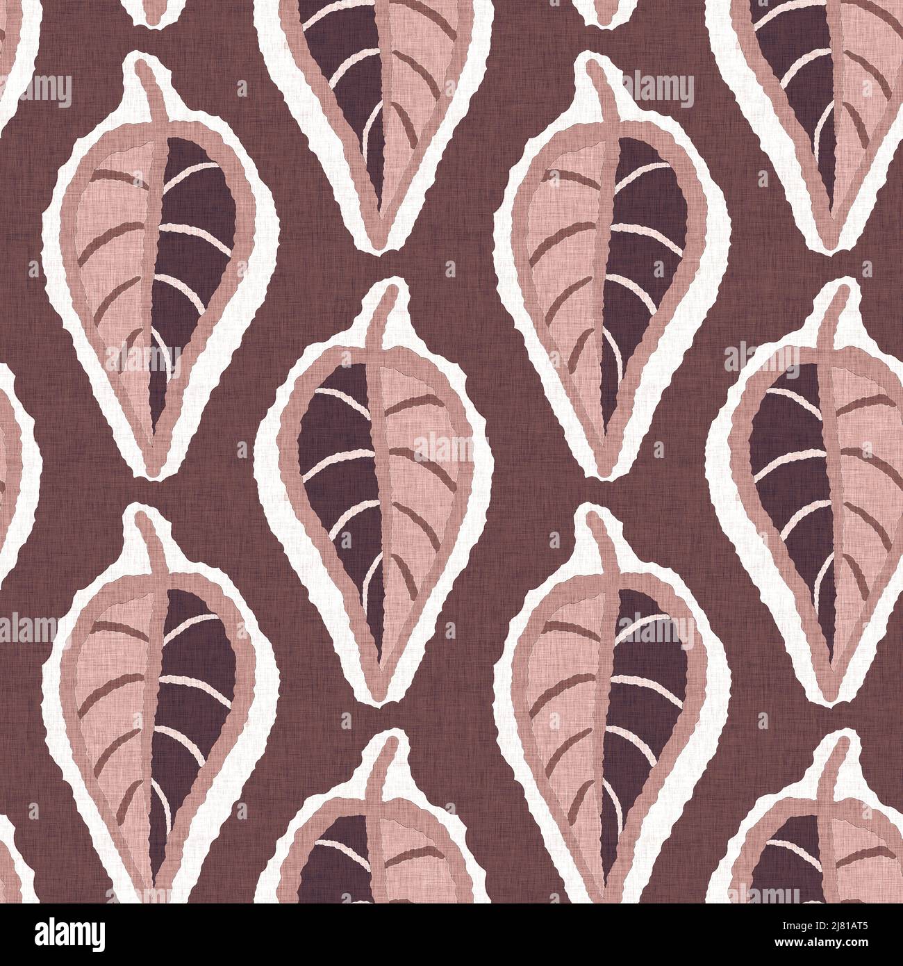 Gender neutral pink foliage leaf seamless raster background. Simple