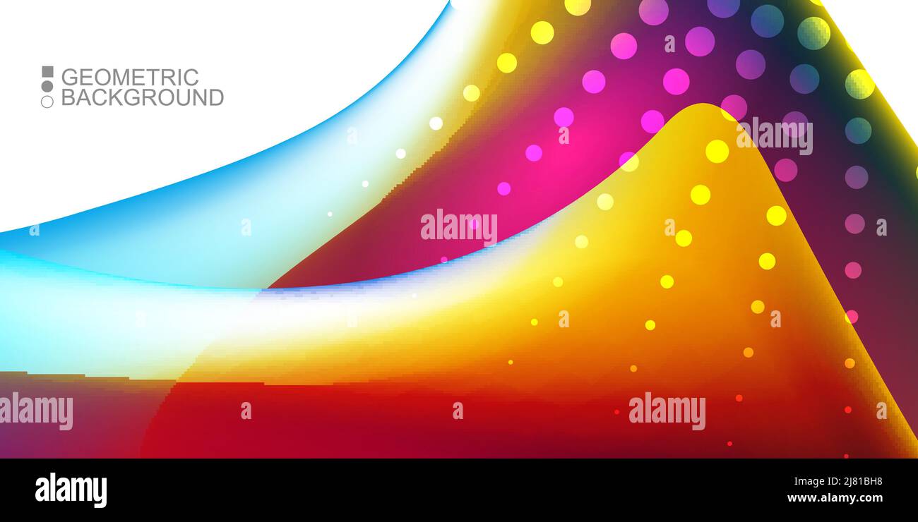 Geometric abstract background template with fluid waves in blurred colors Stock Vector