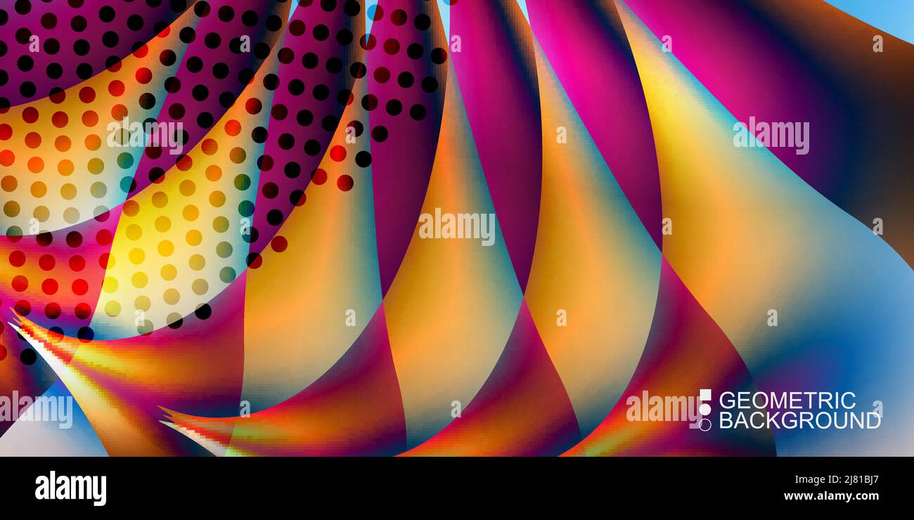 Geometric abstract background template with fluid waves in blurred colors Stock Vector