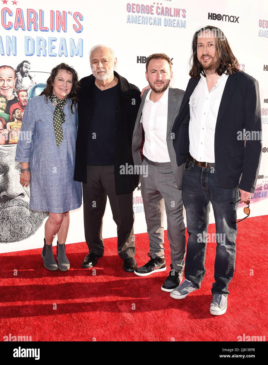 Los Angeles, USA. 11th May, 2022. Kelly Carlin, Jerry Hamza, Teddy Leifer, and Michael Bonfiglio on the red carpet at the 'George Carlin's American Dream' Los Angeles premiere at Avalon in Los Angeles, CA on May 11, 2022. (Photo By Scott Kirkland/Sipa USA) Credit: Sipa USA/Alamy Live News Stock Photo