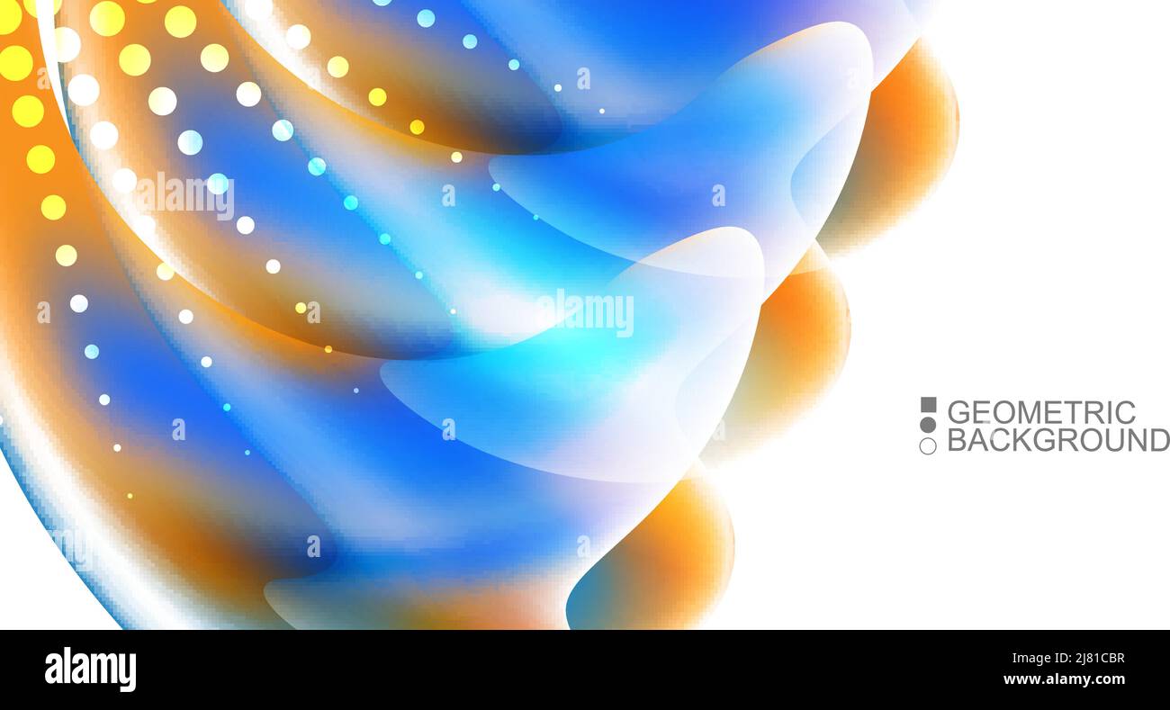 Geometric abstract background template with fluid waves in blurred colors Stock Vector