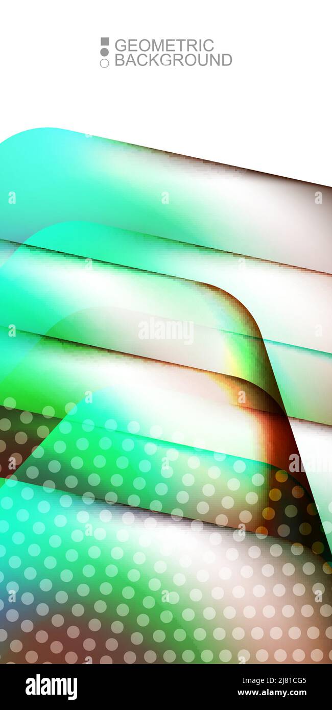 Geometric abstract background template with fluid waves in blurred colors Stock Vector