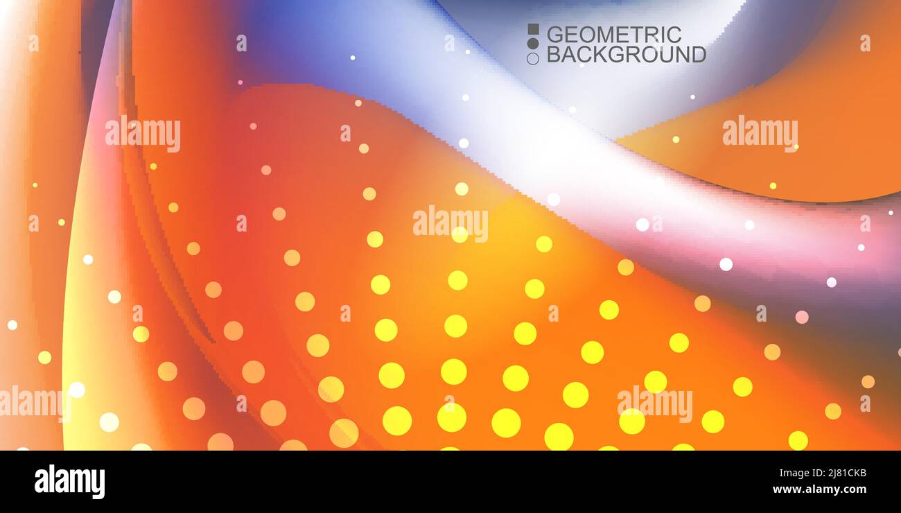Geometric abstract background template with fluid waves in blurred ...