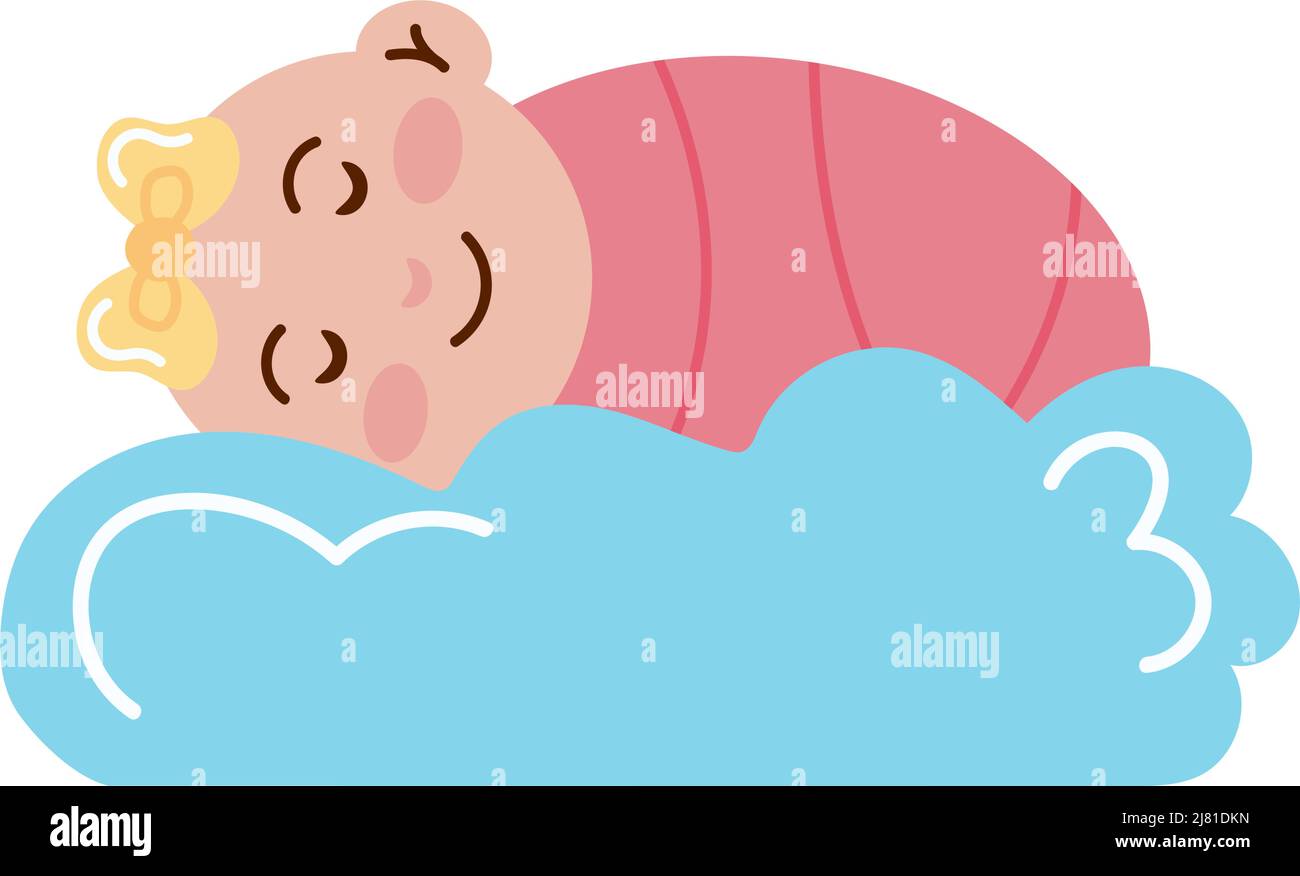 little girl baby sleeping in cloud Stock Vector Image & Art - Alamy