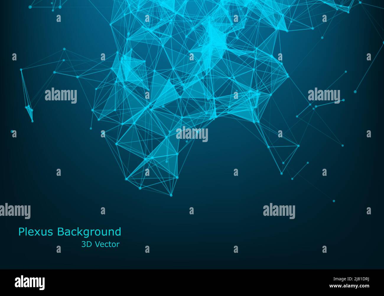 Abstract technology and future background. Connected triangles, dots and lines in empty space. Stock Vector