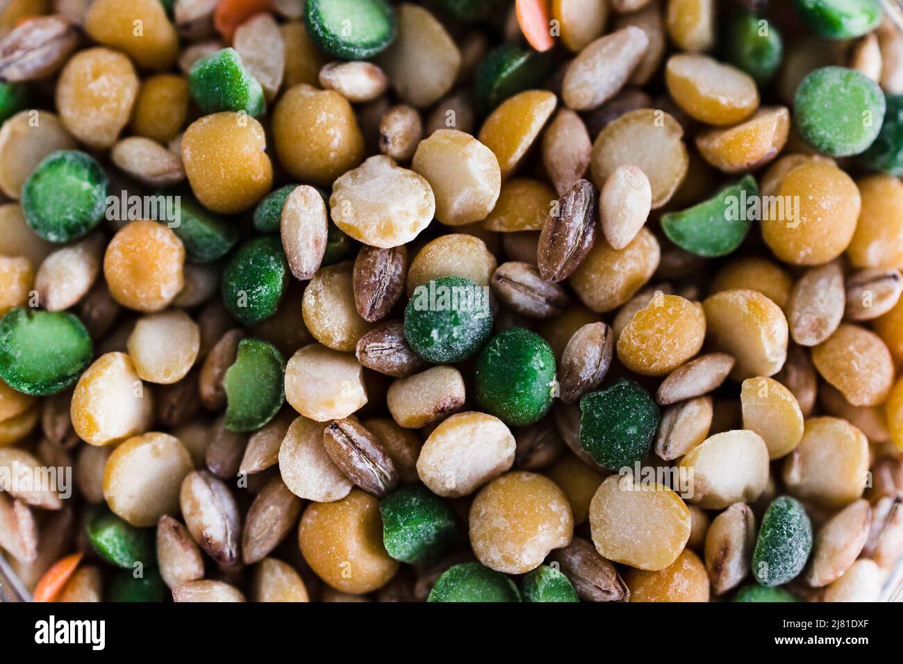 spice jar with lentil and bean soup mix close-up shot of pantry ...