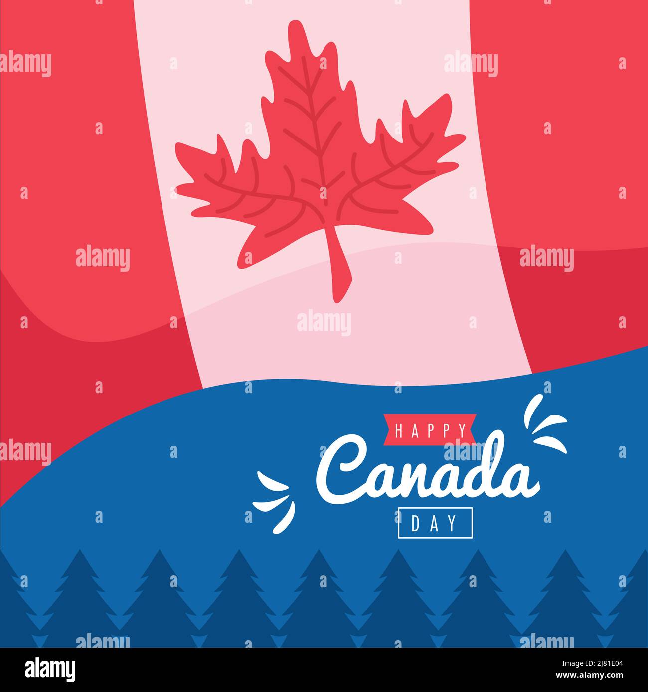 canada day lettering with flag poster Stock Vector