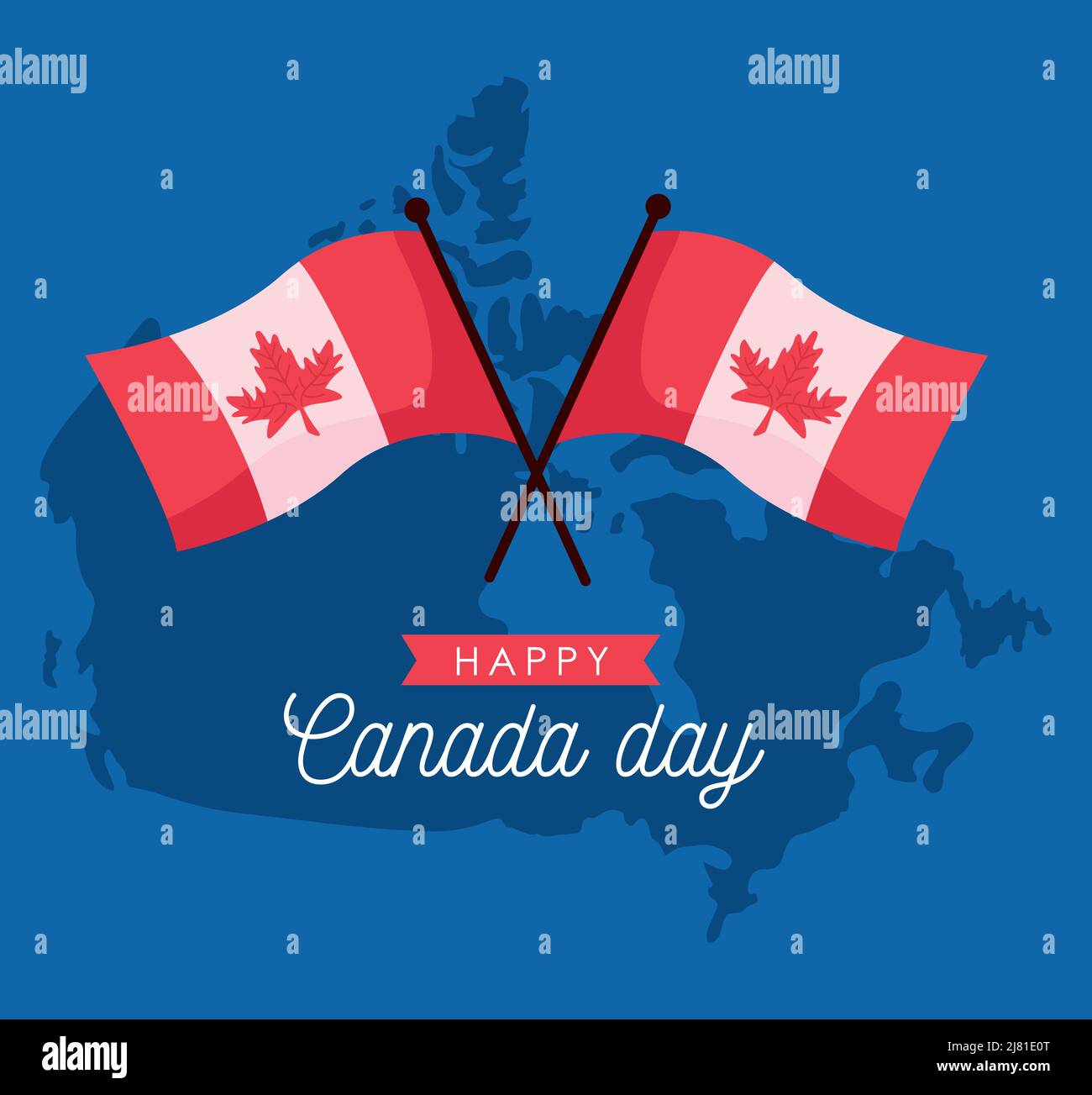 canada day lettering with flags poster Stock Vector