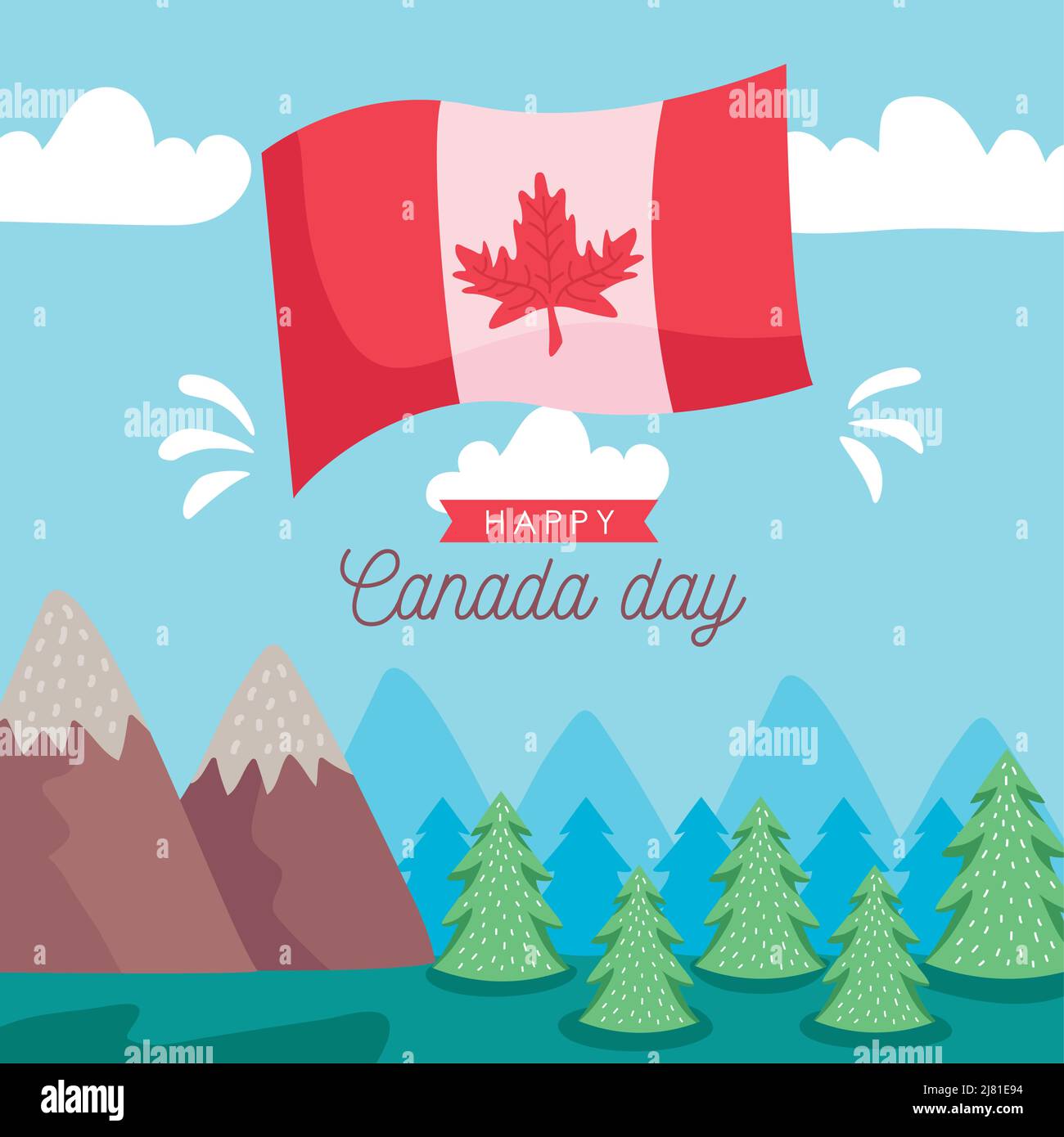 canada day lettering with flag poster Stock Vector