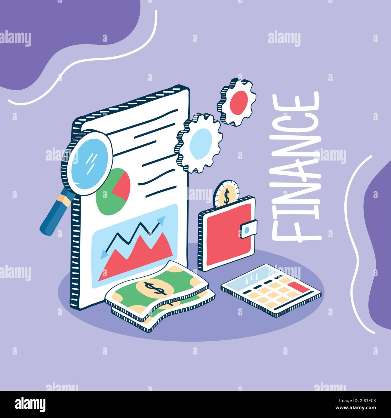 finance lettering with money icons Stock Vector Image & Art - Alamy