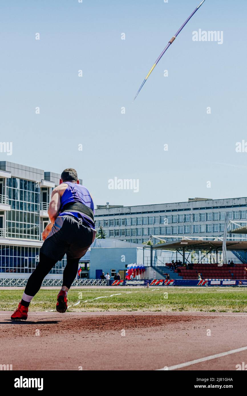 men javelin throw is track and field event Stock Photo Alamy