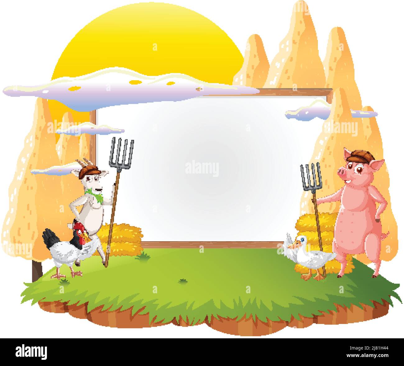 Empty banner template with farm animals illustration Stock Vector Image ...
